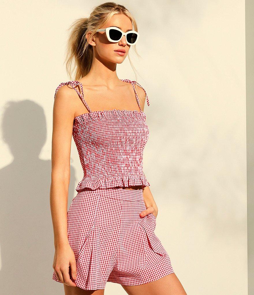 1. STATE Gingham Pleated Coordinating Shorts