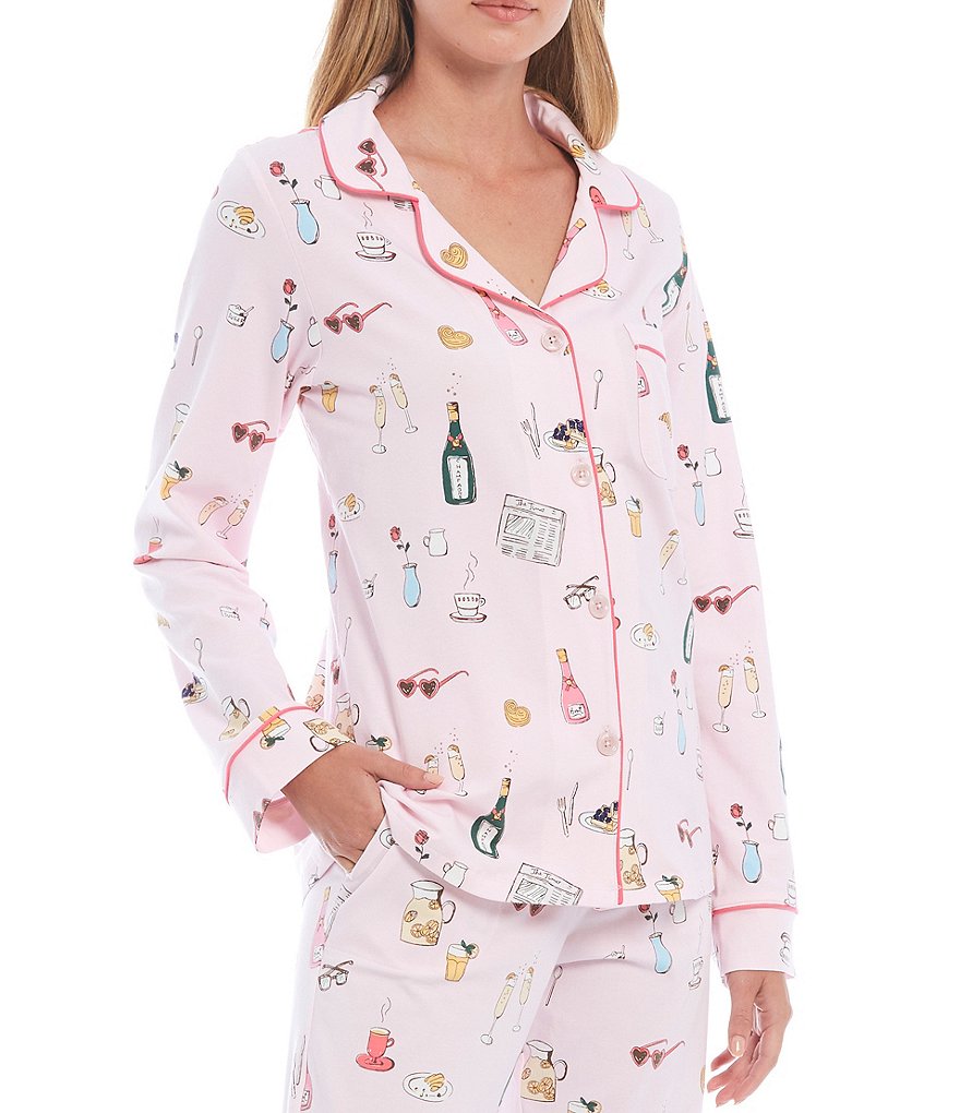 Bedhead Pajamas #double;Let's Do Brunch#double; Printed Knit Coordinating Pajama Set