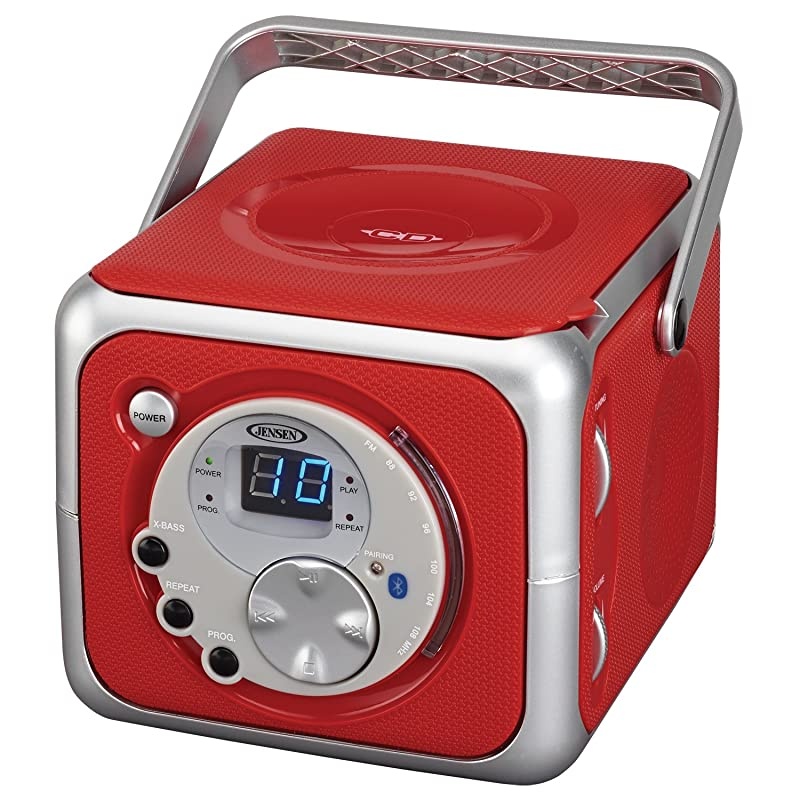 CD-555 Red CD Bluetooth Boombox Portable Bluetooth Music System with CD Player +CD-R/RW & FM Radio with Aux-in & Headphone Jack Line-in Limited Edition- (Red)