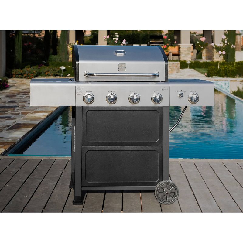 Kenmore PG-40406S0L 4 Burner Open Cart Grill with Side Burner - Stainless Steel and Black