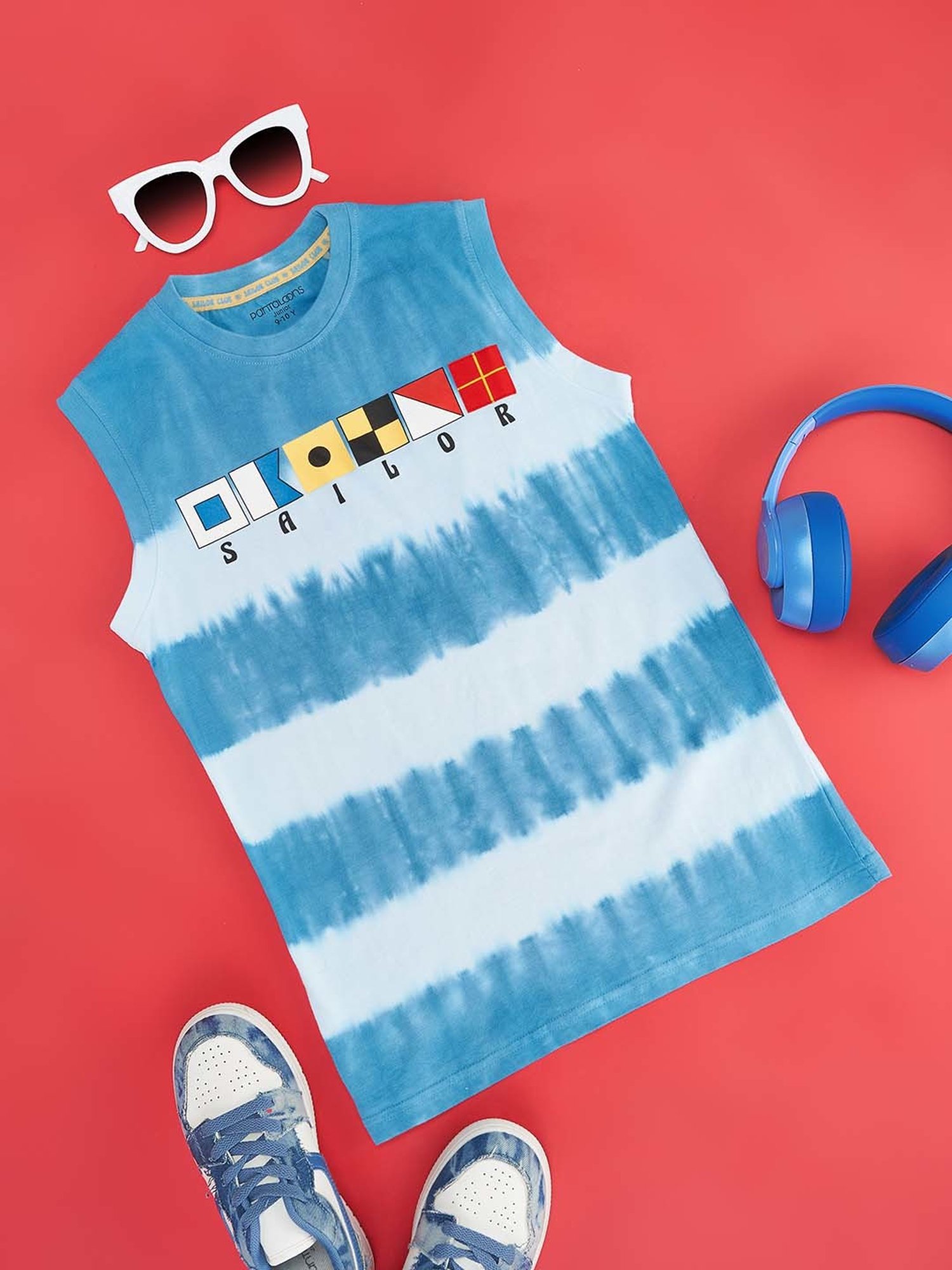 Pantaloons Junior Kids Blue Cotton Printed T-Shirt