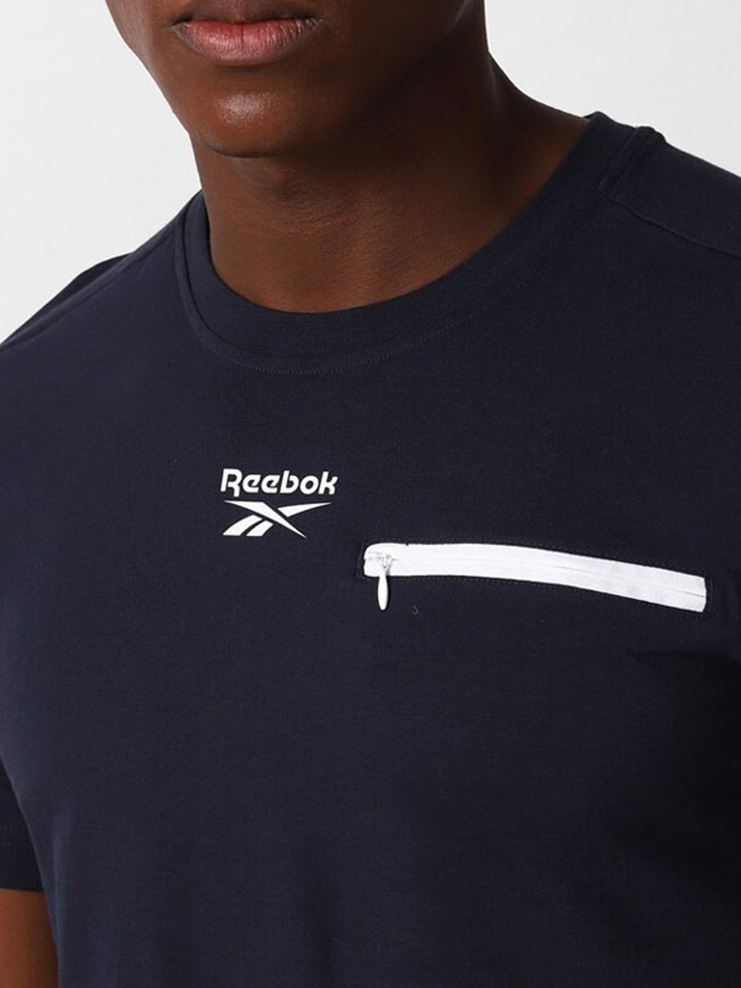 Reebok Navy Slim Fit Printed Sports T-Shirt