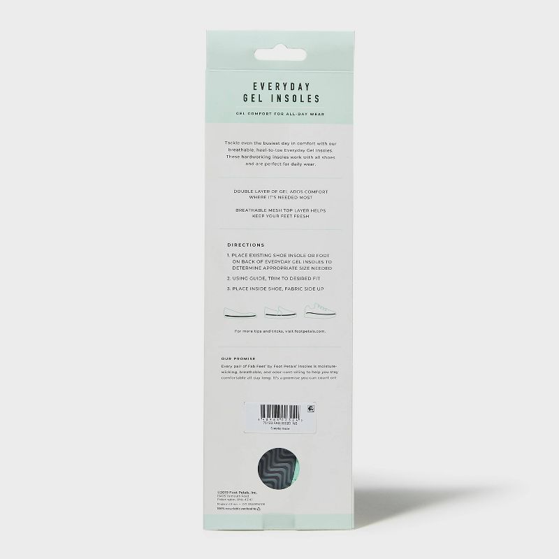 Women's Fab Feet by Foot Petals Everyday Gel Insole Cushions Black Trim To Fit - 1 pair