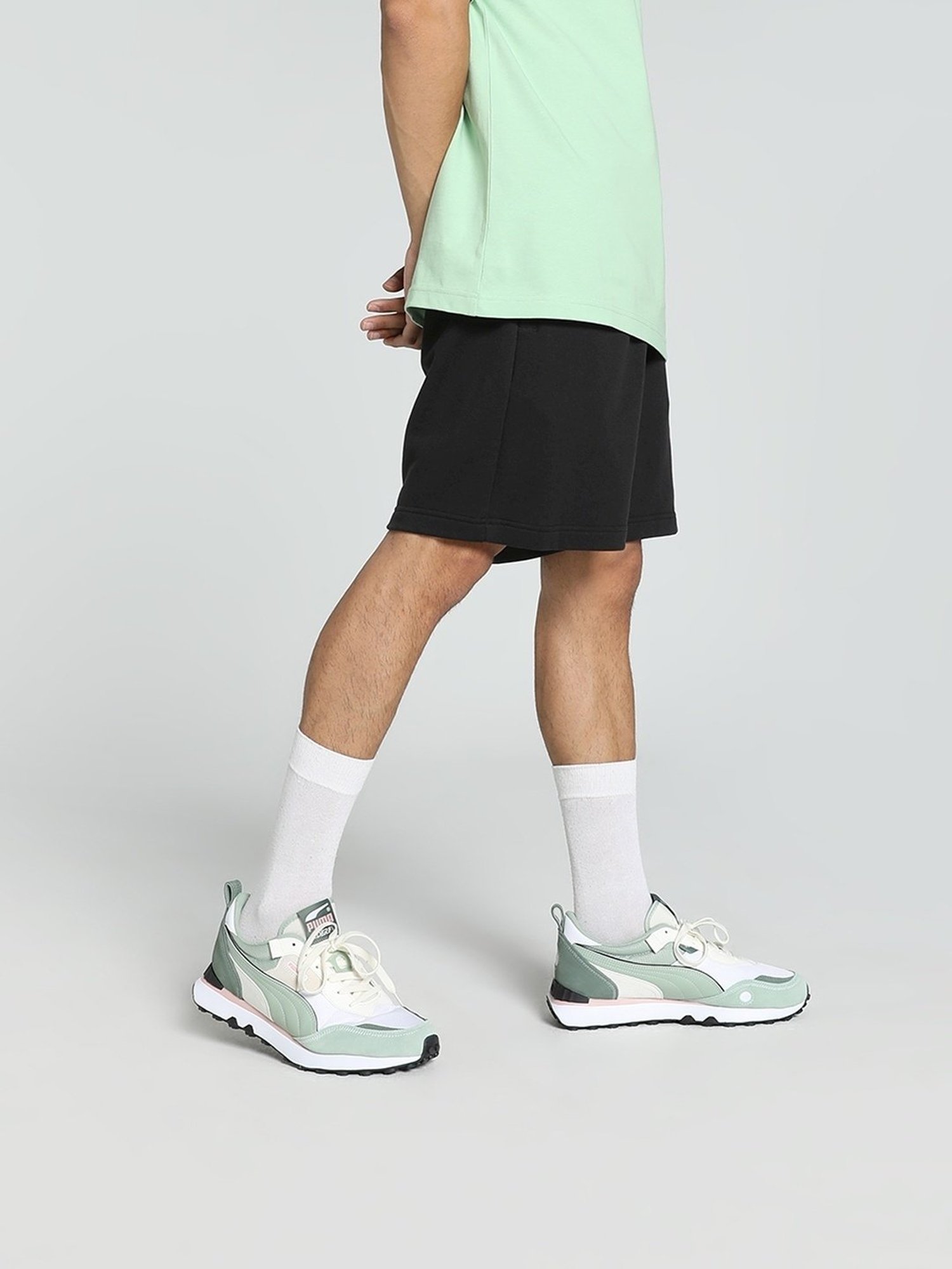 Puma Better Classics Black Cotton Relaxed Fit Logo Printed Sports Shorts