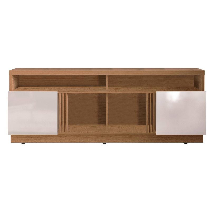 Wooden Entertainment 4 Open Shelves TV Stand for TVs up to 70" White/Brown - The Urban Port