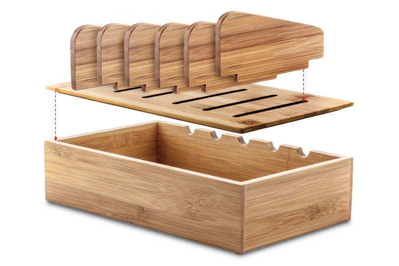 Prosumer's Choice Natural Bamboo Charging Station Rack for Smartphones and Tablets