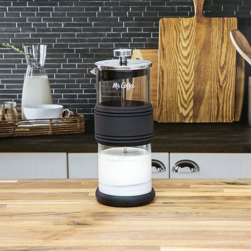 Mr. Coffee BVMCMMF Manual Pump Microwavable Glass Jar Home Milk Frother for High Quality Gourmet Coffee/Tea Drinks
