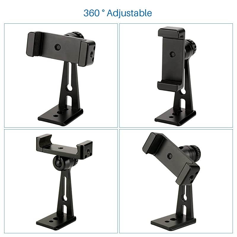 ST-04 Aluminum Smartphone Tripod Mount Adapter Vertical Video Bracket Cell Phone Clip 360 Degree Smartphone Video Tripod Clamp for iPhone Xs Xs Max XR 8 Android Instagram IGTV Livestreaming
