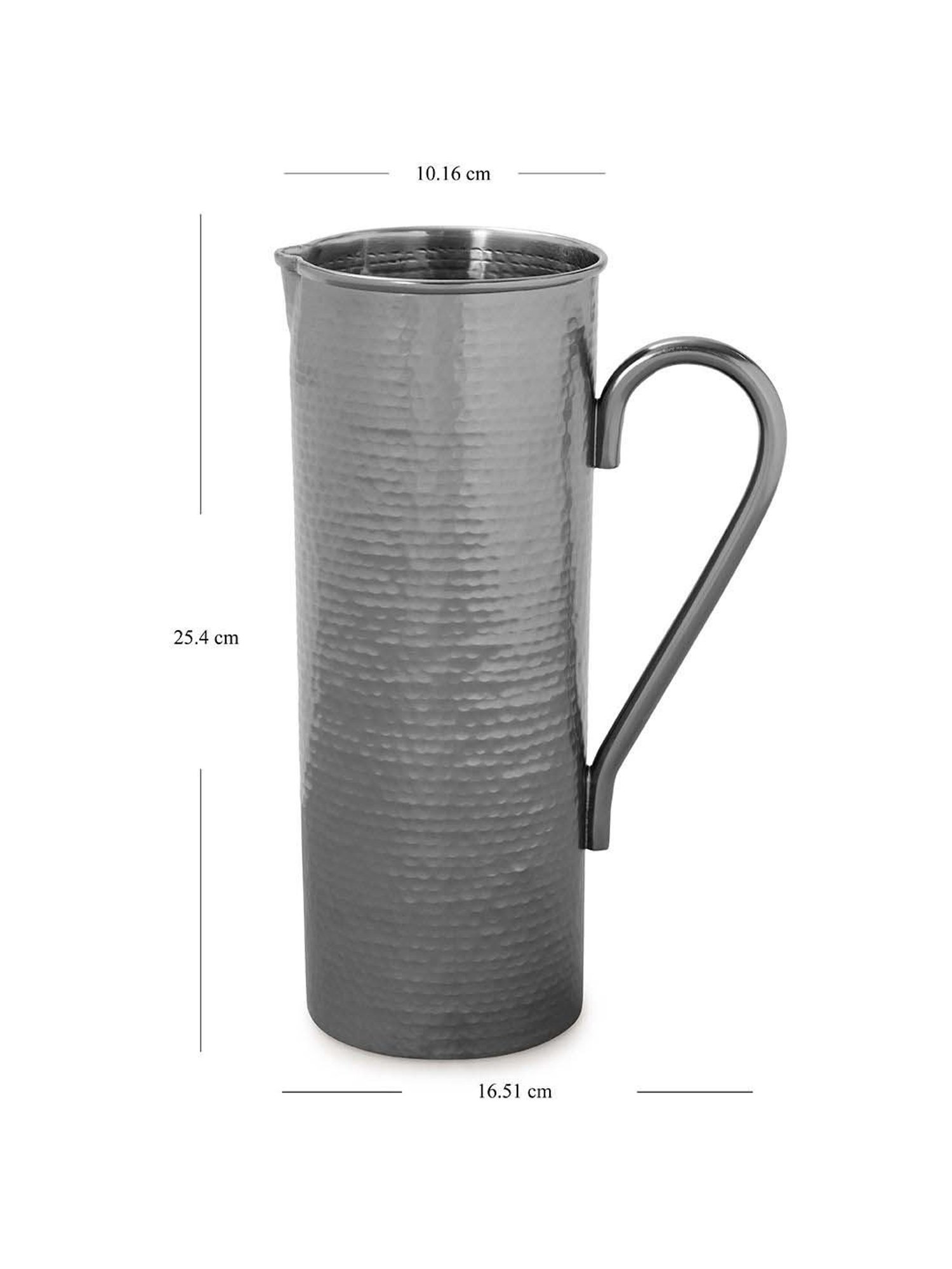 Pure Home and Living Grey Stainless Steel Matt Finish Hammered Pitcher (1.5 L)