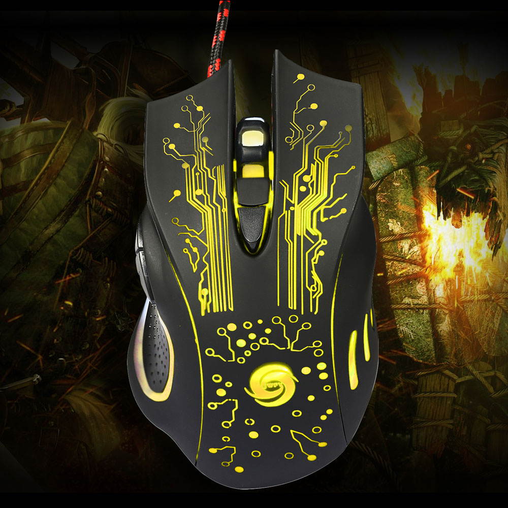 Ergonomic Design Mouse Colorful 5500DPI 6-Button LED USB Optical Wired Gaming Mouse for Pro Gamer