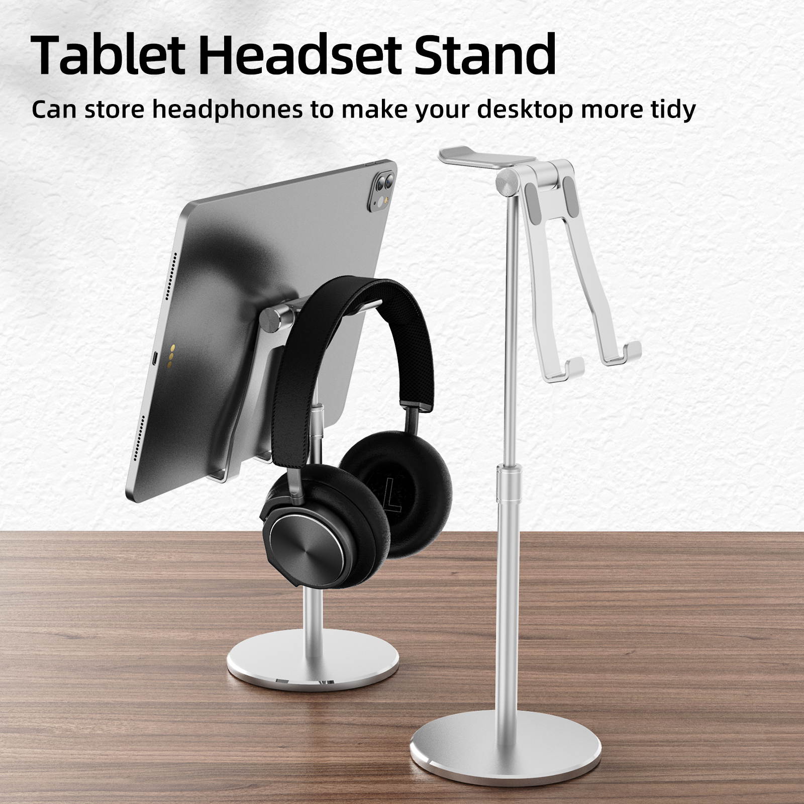 Headphone Stand with Phone Stand 2 In 1,Aluminum Adjustable Desk Table Headset Stand Racks Rest Holder for All Headsets Such as HyperX Gaming Headphones,Beats/Sony/Sennheiser Music Headphones