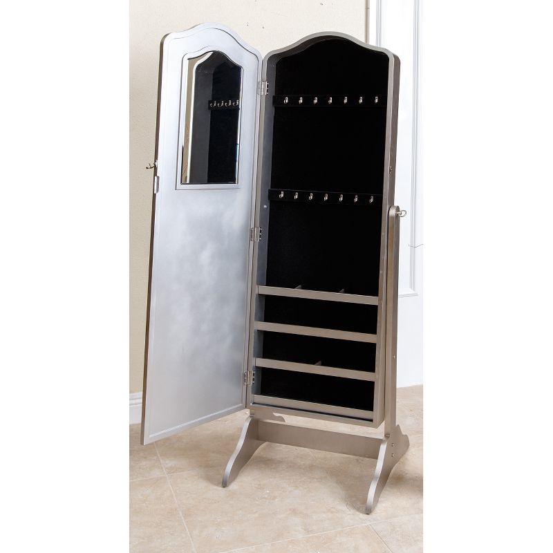 Merlo Floor-Standing Mirror and Jewelry Armoire Silver - Abbyson Living