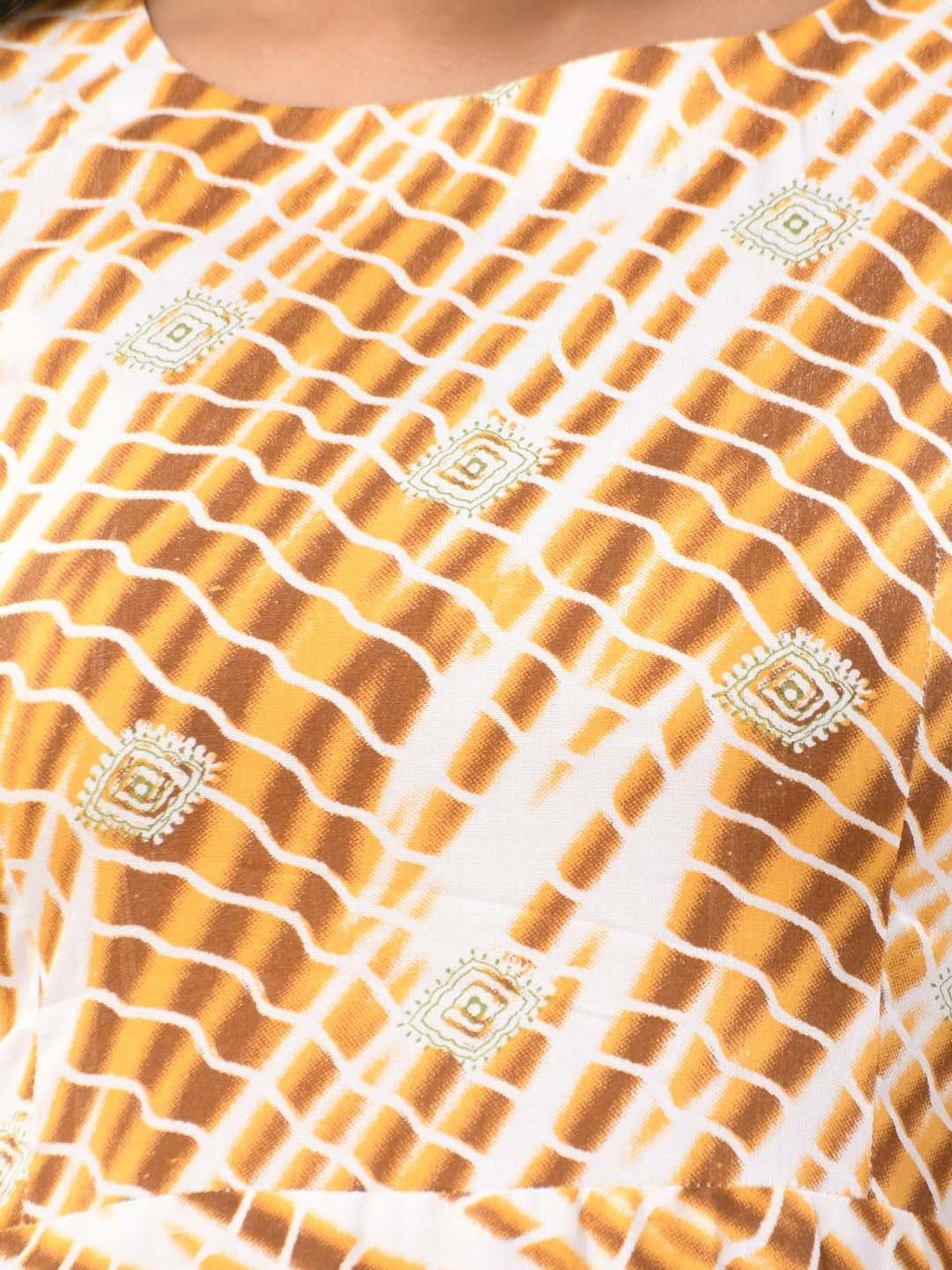 CHARUKRITI Brown & White Printed A-Line Dress