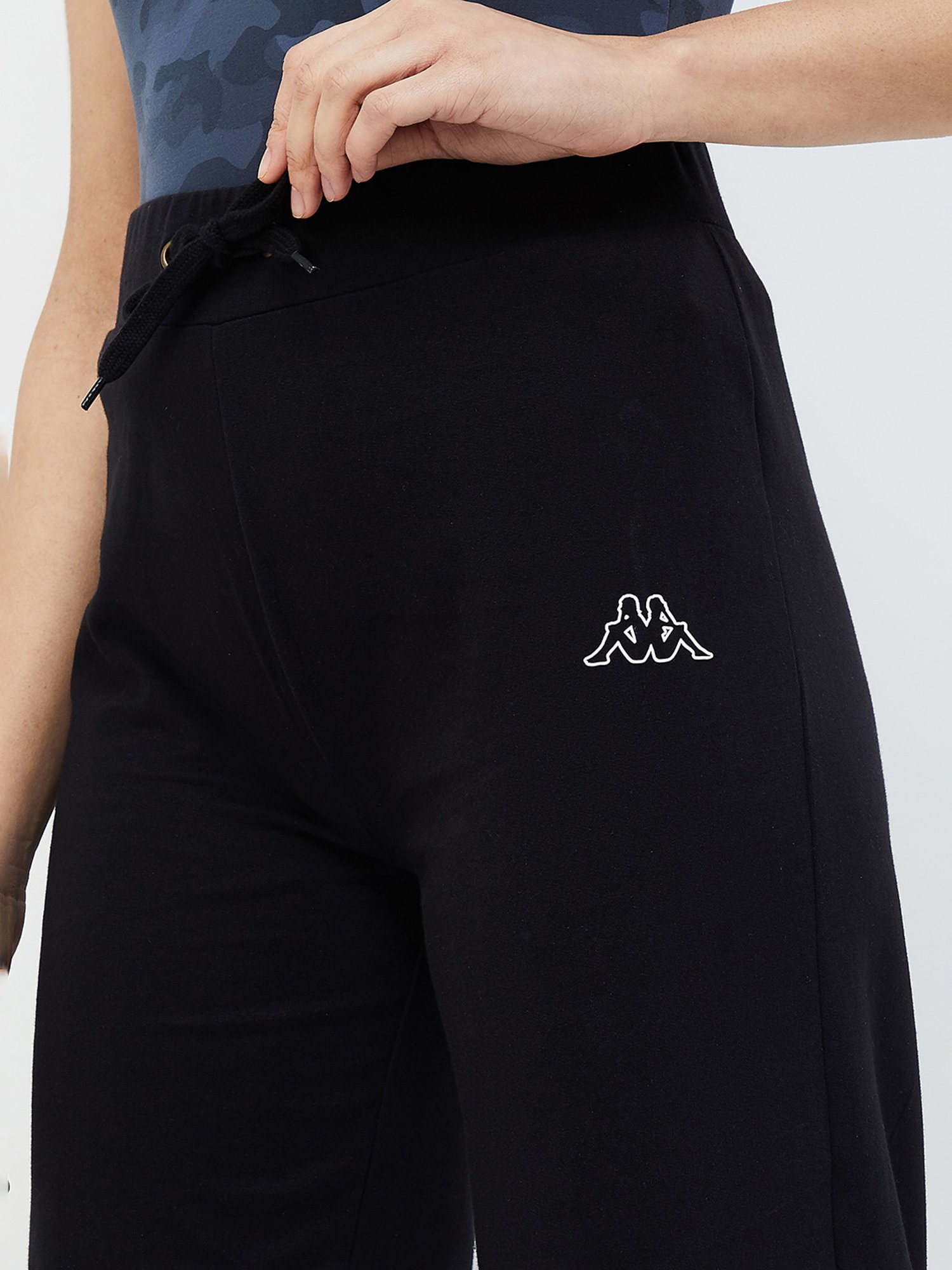 KAPPA Black Cotton Relaxed Fit Mid Rise Trousers