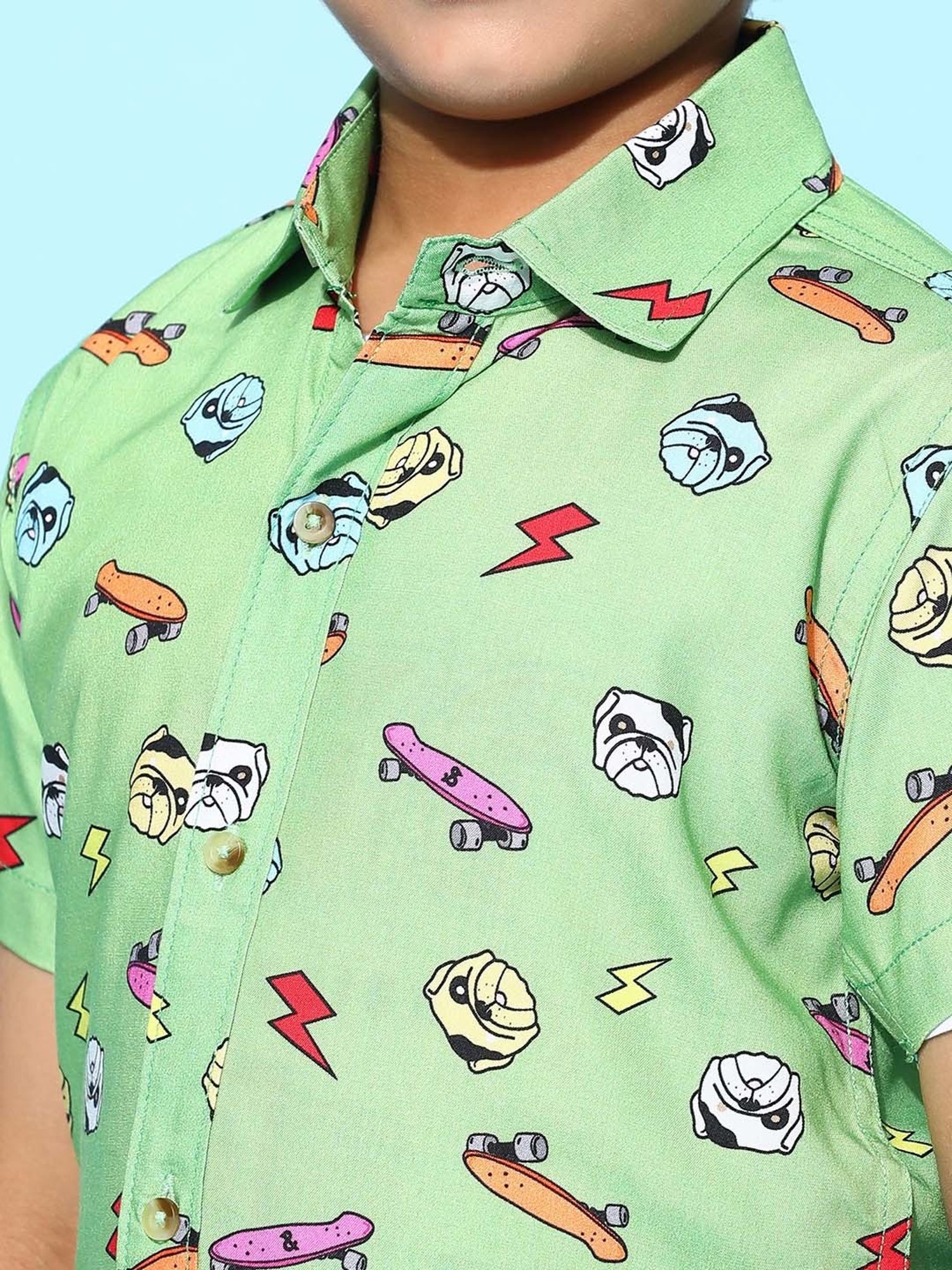 Tales & Stories Kids Green Printed Shirt