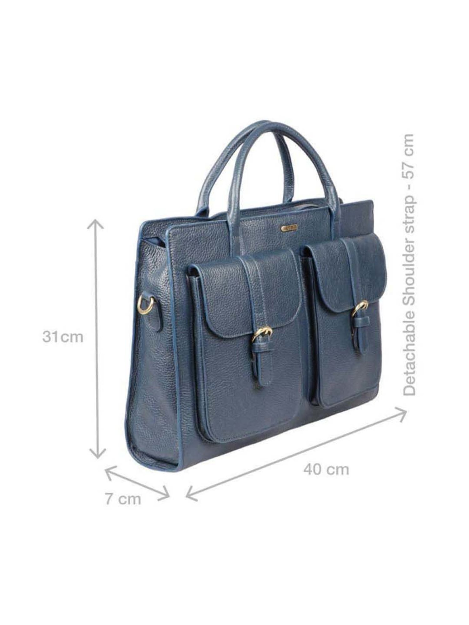 Hidesign Palo Alto Burbank-Andora Blue Leather Large Messenger Bag