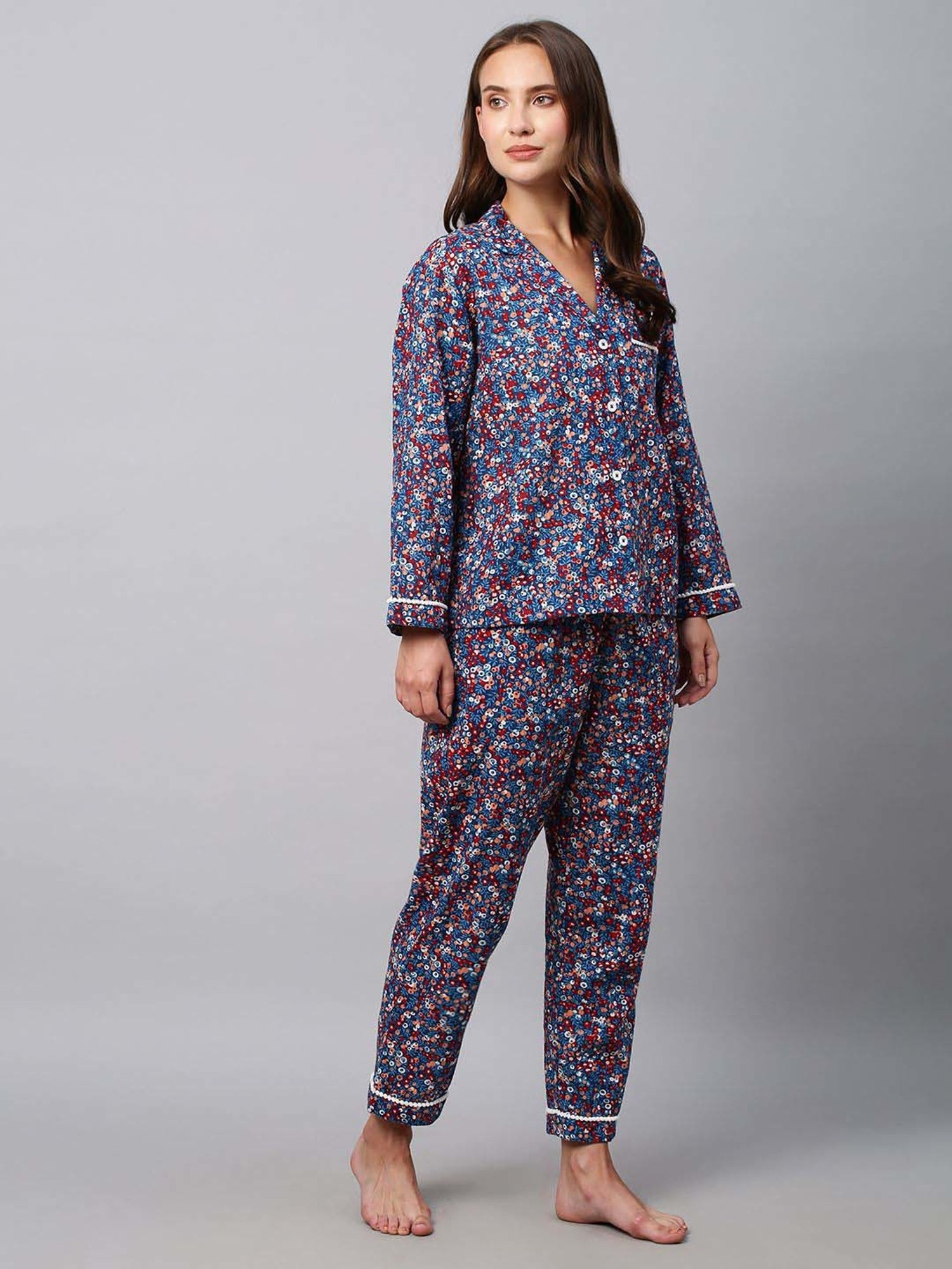 Chemistry Multicolored Floral Print Shirt Pyjama Set