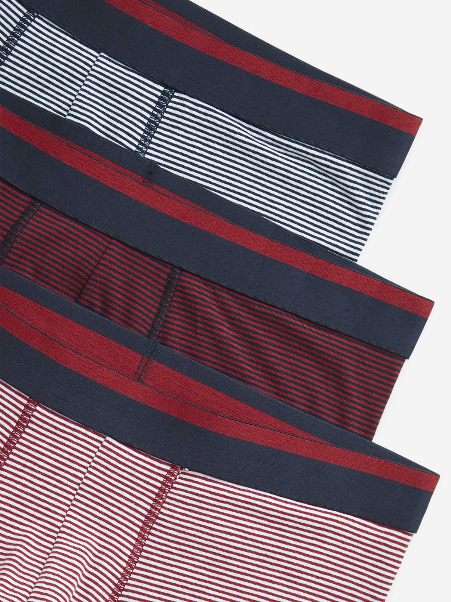 WES Lounge by Westside Red Striped Cotton Blend Trunks - Pack of 3