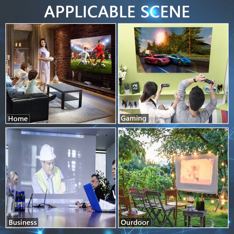 OLEY Mini Video Projector, Portable Movie Projectors, Full HD 1080P Projector For Home Theater And Outdoor Movie, Compatible With Fire TV Stick, TV Box, PS4, Laptop, Smartphone, VGA, TF, AV