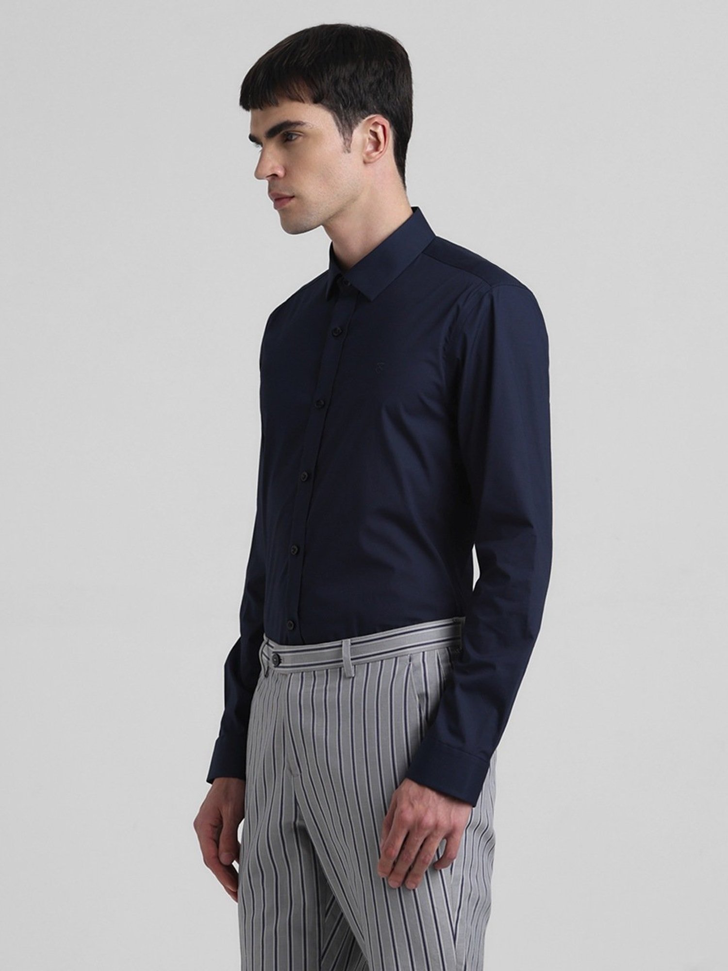 Jack & Jones Black Iris Cotton Slim Fit Shirt