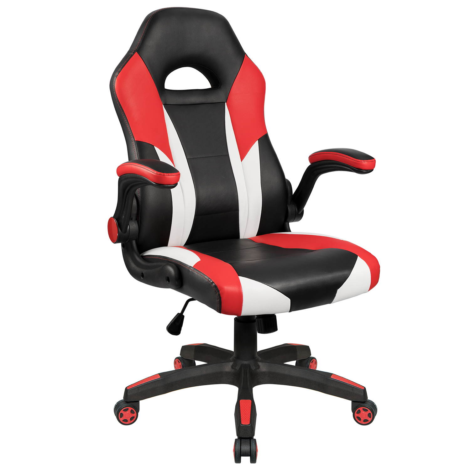 Homall Gaming Chair Office Computer Chair Racing Desk Chair Ergonomic High Back Adjustable Swivel Chair PU Leather Executive Chair for Adults with Flip Up Padded Arms (Red)