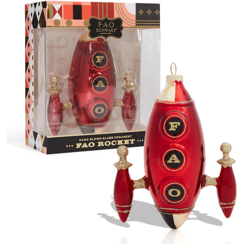 FAO Schwarz Glass Rocket Ornament