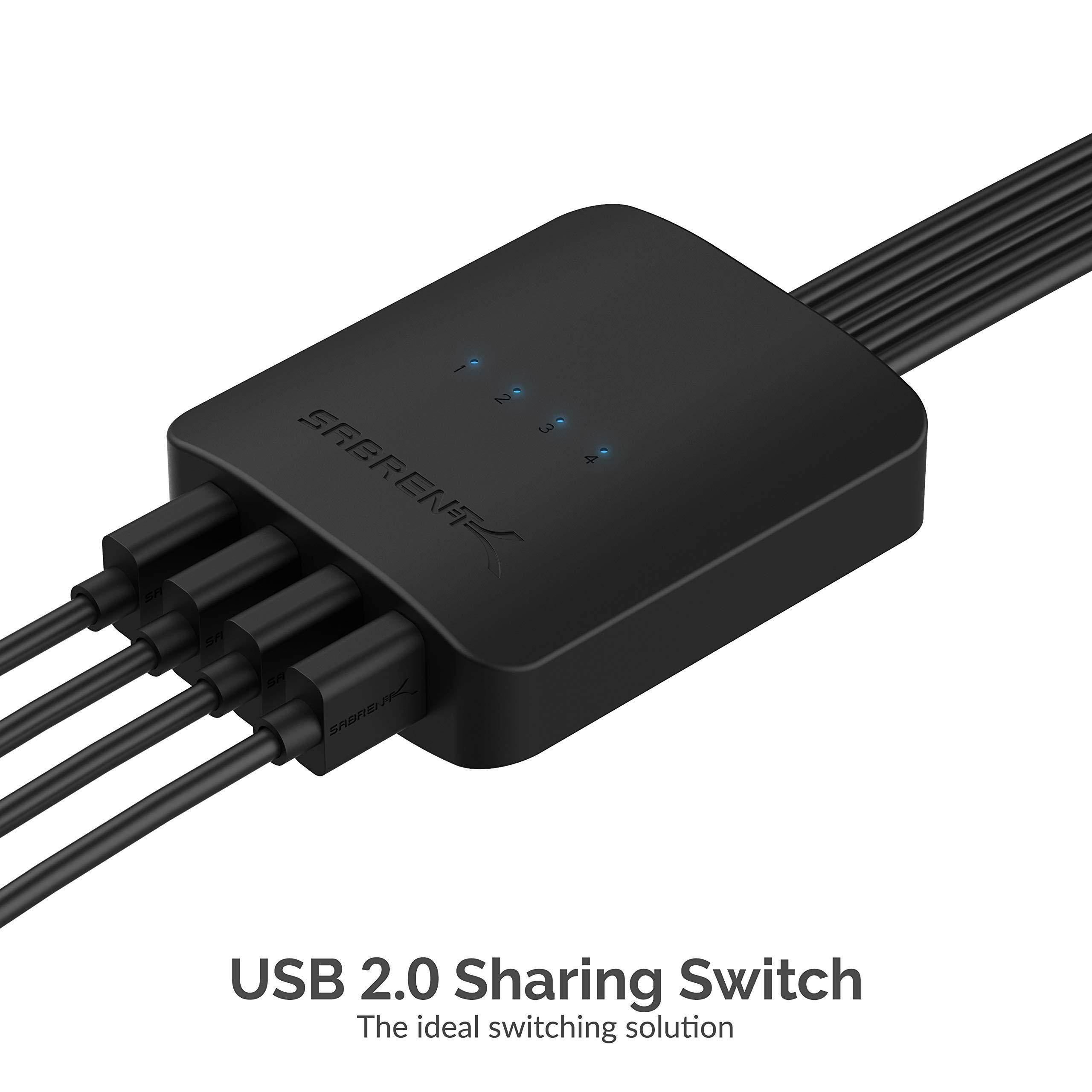 Sabrent USB 2.0 Sharing Switch up to 4 Computers and Peripherals LED Device Indicators (USB-USS4)