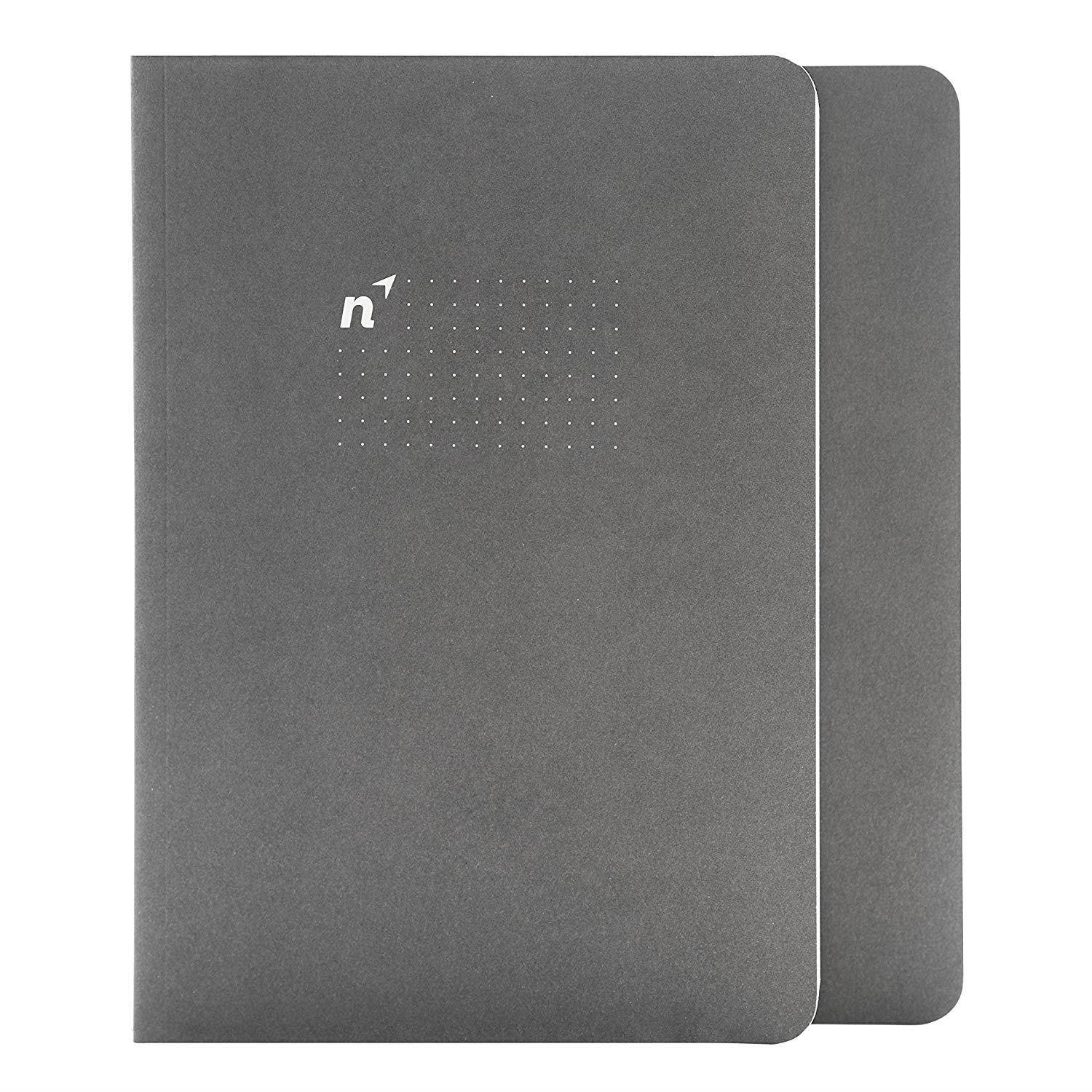 Northbooks A5 Softcover Writing Notebooks: Bullet Journal Notebook/Diary / Notepad for School, Work, Travel or Personal Use - 144 Pages - 5.81" x 8.25" Cream Dotted Grid Paper - Gray Cover, 2 Pack