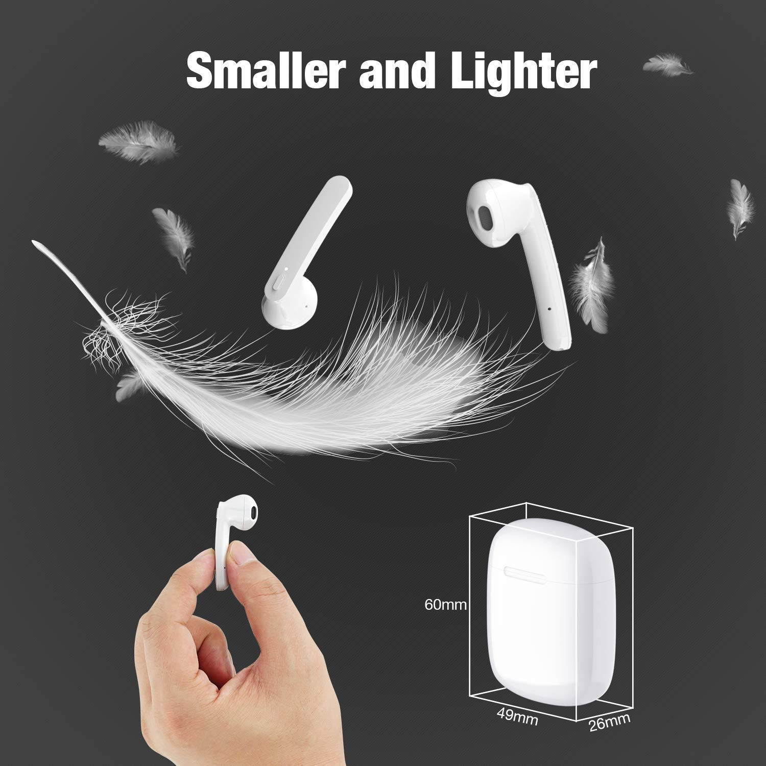 Bluetooth Earbuds, Bluetoooth 5.0 Headphones Wireless Earbuds 100H Cycle Playtime in-Ear Wireless Headphones Hi-Fi Stereo Sweatproof Earphones Sport Headsets Buit-in Mic for Work/Running/Travel/Gym