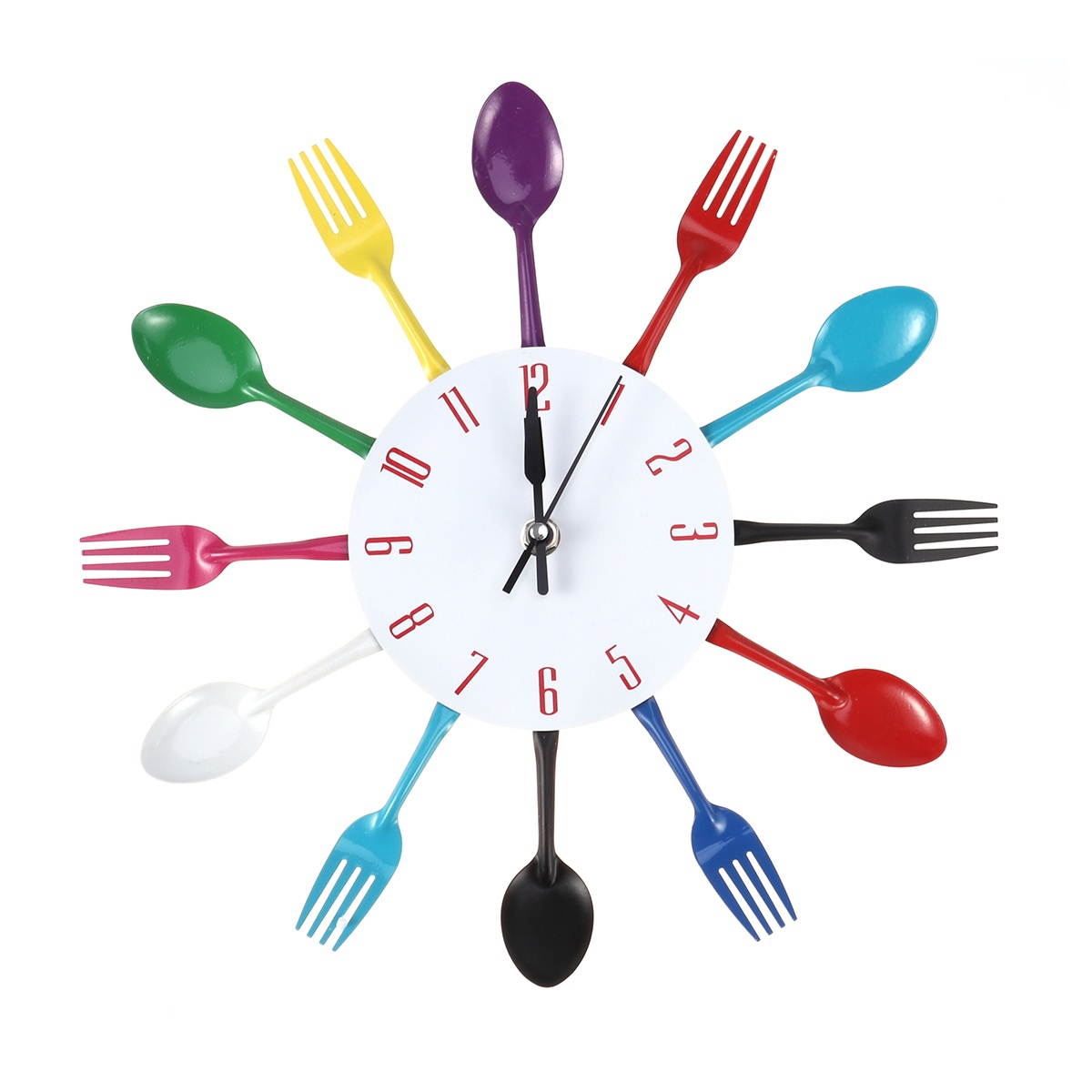 Creative Wall Clock Timelike Modern Cutlery Kitchen Spoon Fork Wall Clock Mirror Wall Decal for Home Decoration(Green)