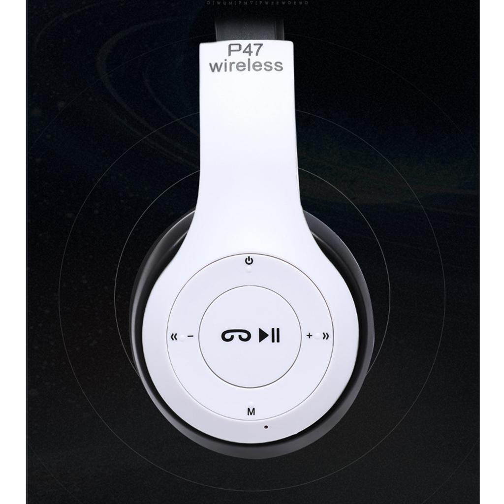 P47 Bluetooth Headphone with Microphone Wireless Headphones Support TF Card Gaming Headset Head Phone,BLACK
