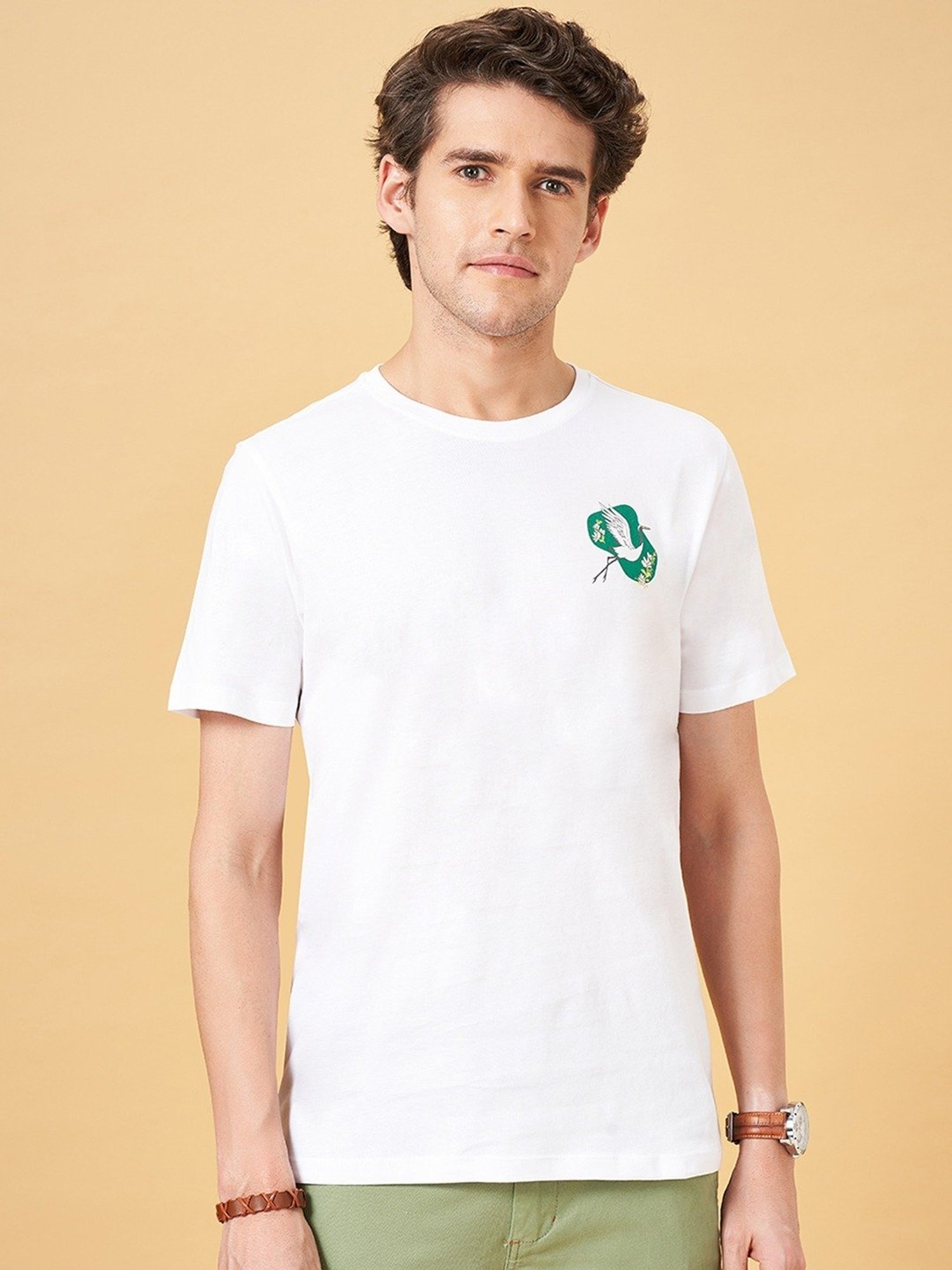 Urban Ranger by Pantaloons Gardenia Cotton Slim Fit Printed T-Shirt