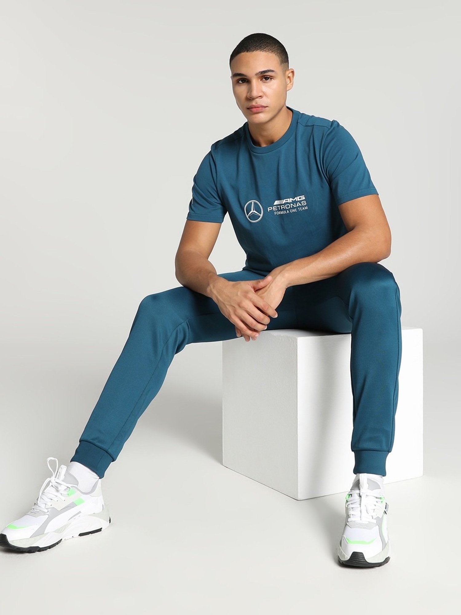 Puma Mercedes-AMG Petronas Motorsport Ocean Tropic Cotton Regular Fit Printed Sports T-Shirt