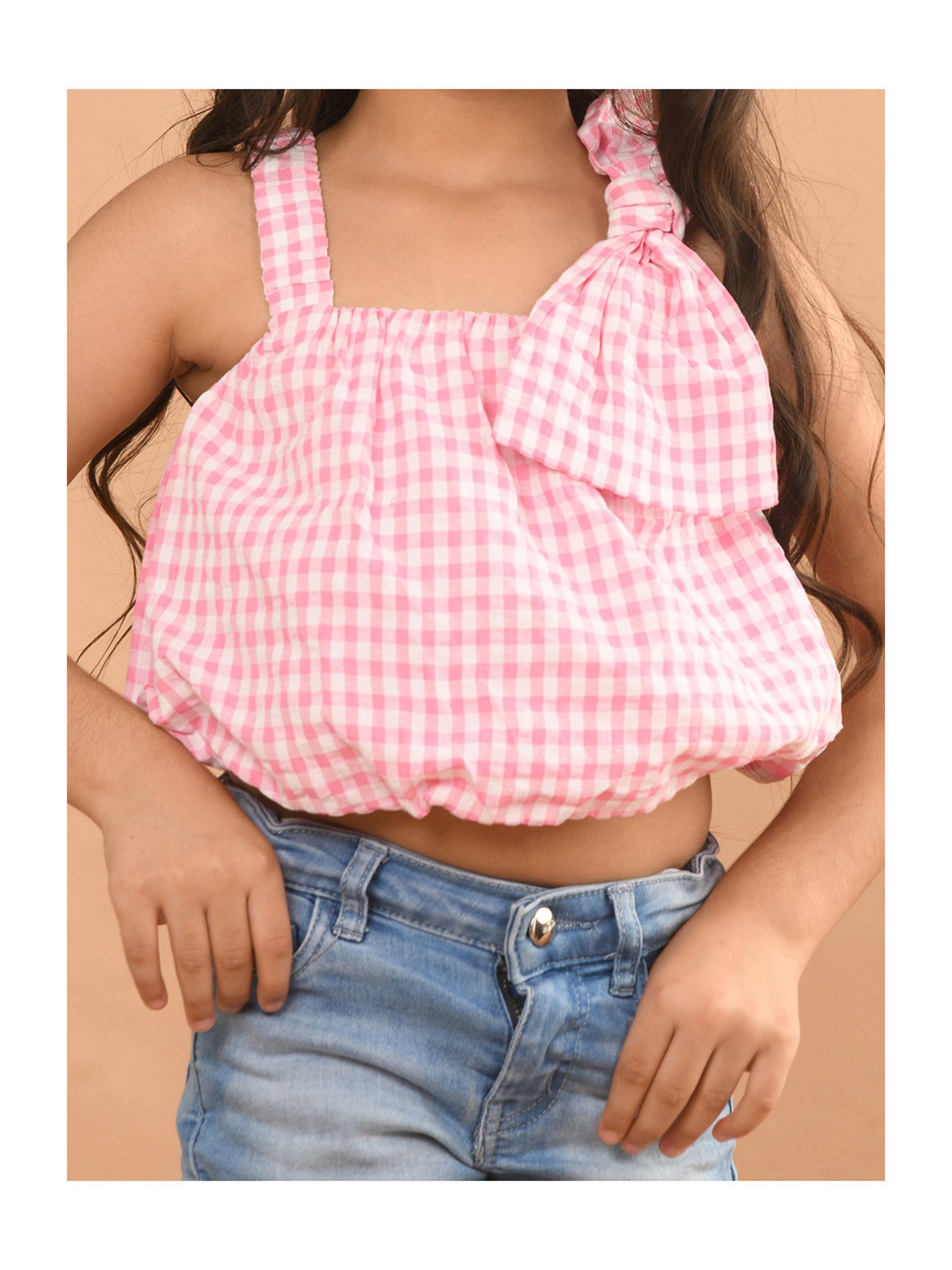 LilPicks Kids Yellow Solid Crop Top