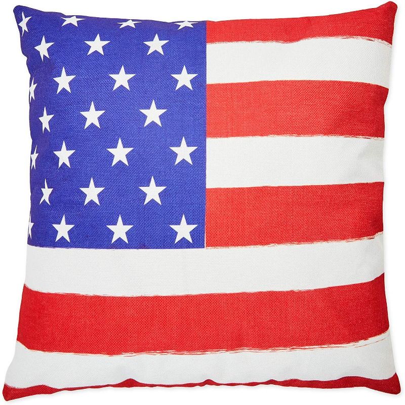 Farmlyn Creek Set of 4 Patriotic Flag Decorative Throw Pillow Case Cushion Covers 18 x 18 in for 4th of July