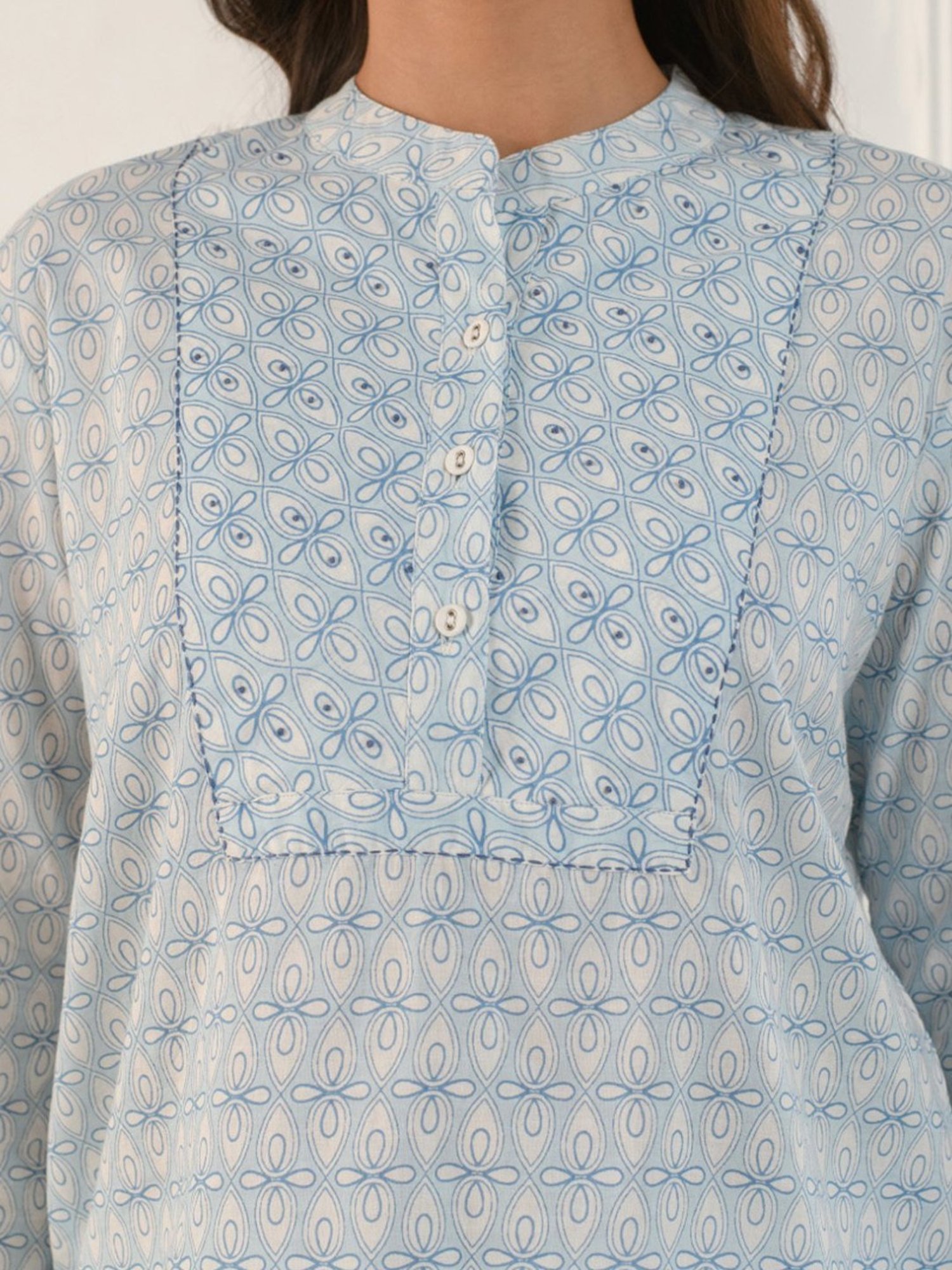 Prakriti Jaipur Blue Embroidered Shirt