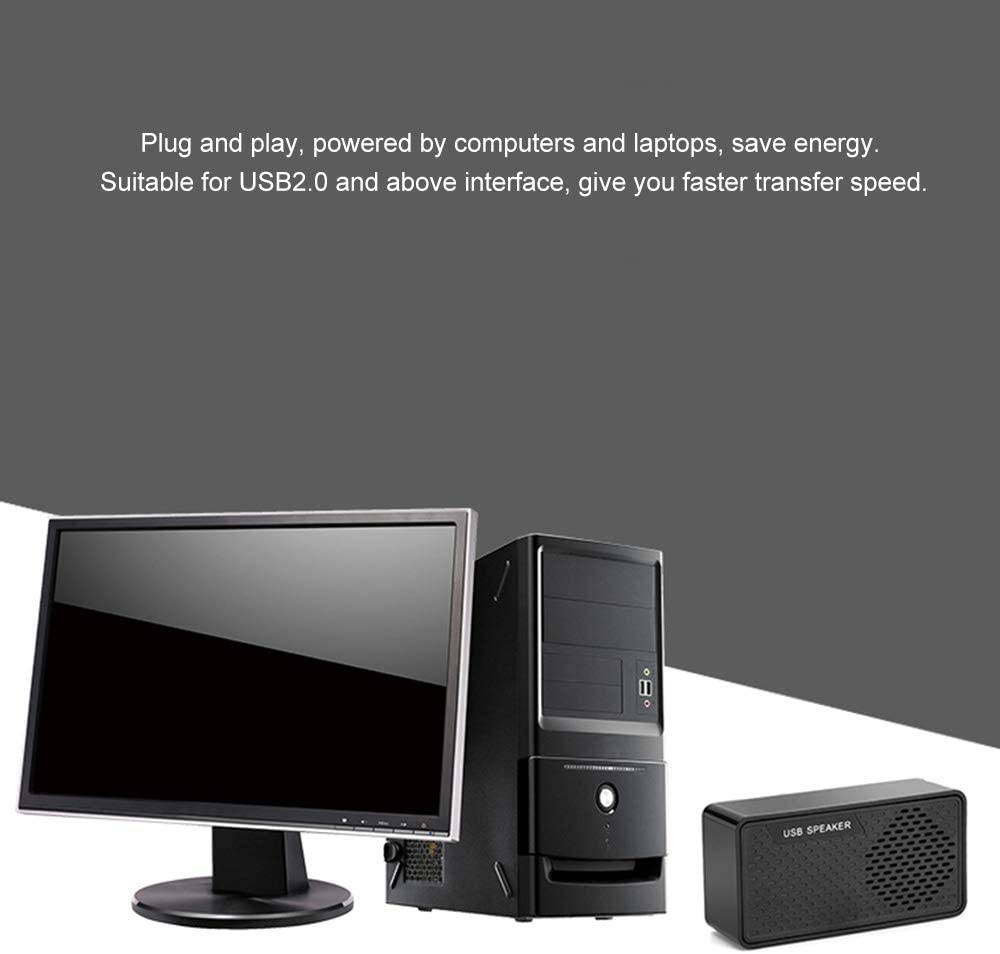 Docooler HK-5007 Computer Speaker USB Speaker Plug & Play Portable USB-Powered Speaker Double Horn 3W Output Suitable for USB2.0 and Above Interface with 1.2-Meter Cable Speaker for PC Laptops