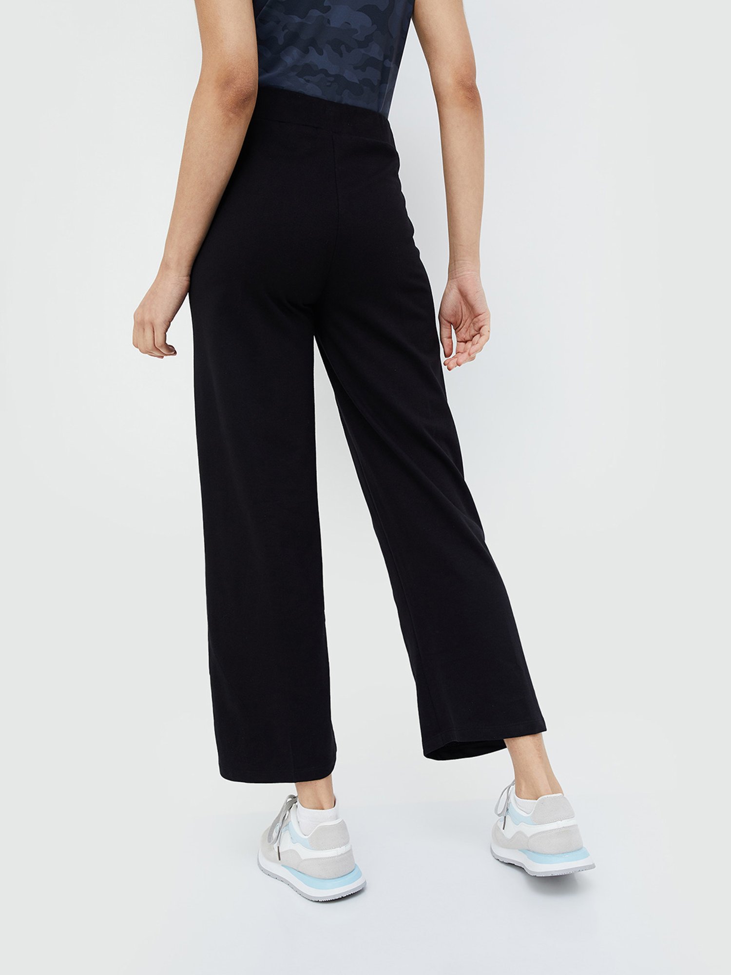 KAPPA Black Cotton Relaxed Fit Mid Rise Trousers