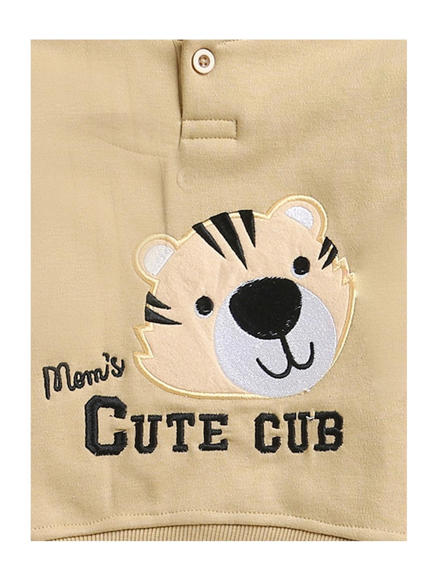 Bumzee Boys Beige & Black Printed Full Sleeves Hoodie with Joggers