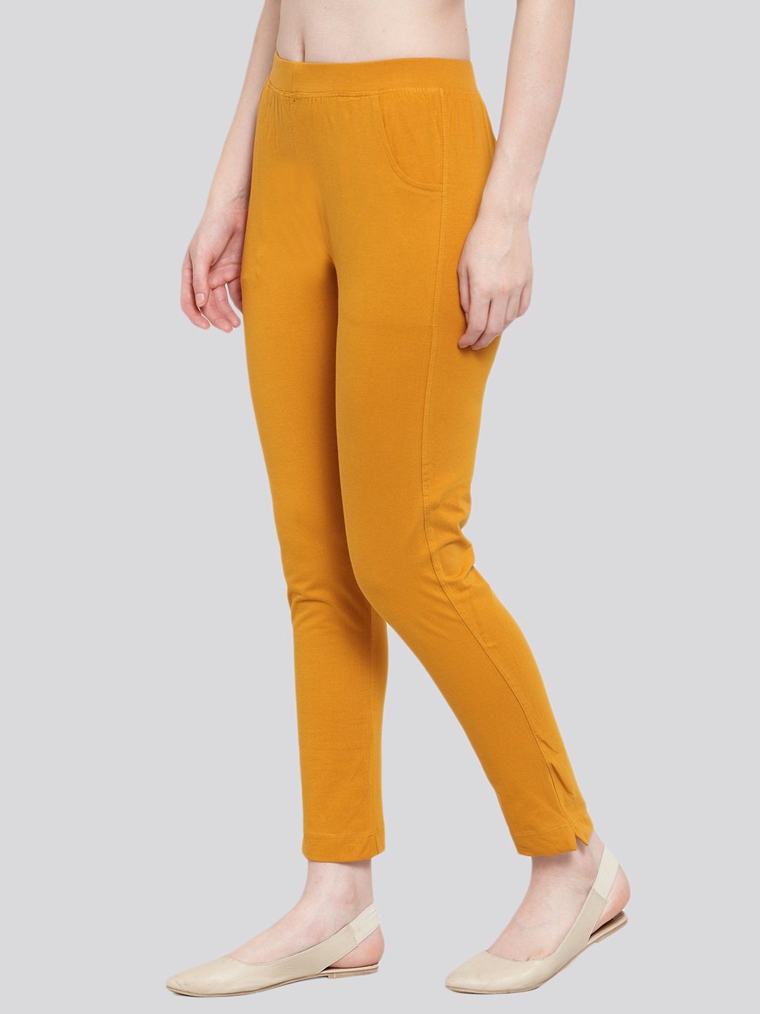 TAG 7 Mustard Cotton Leggings - Pack Of 2