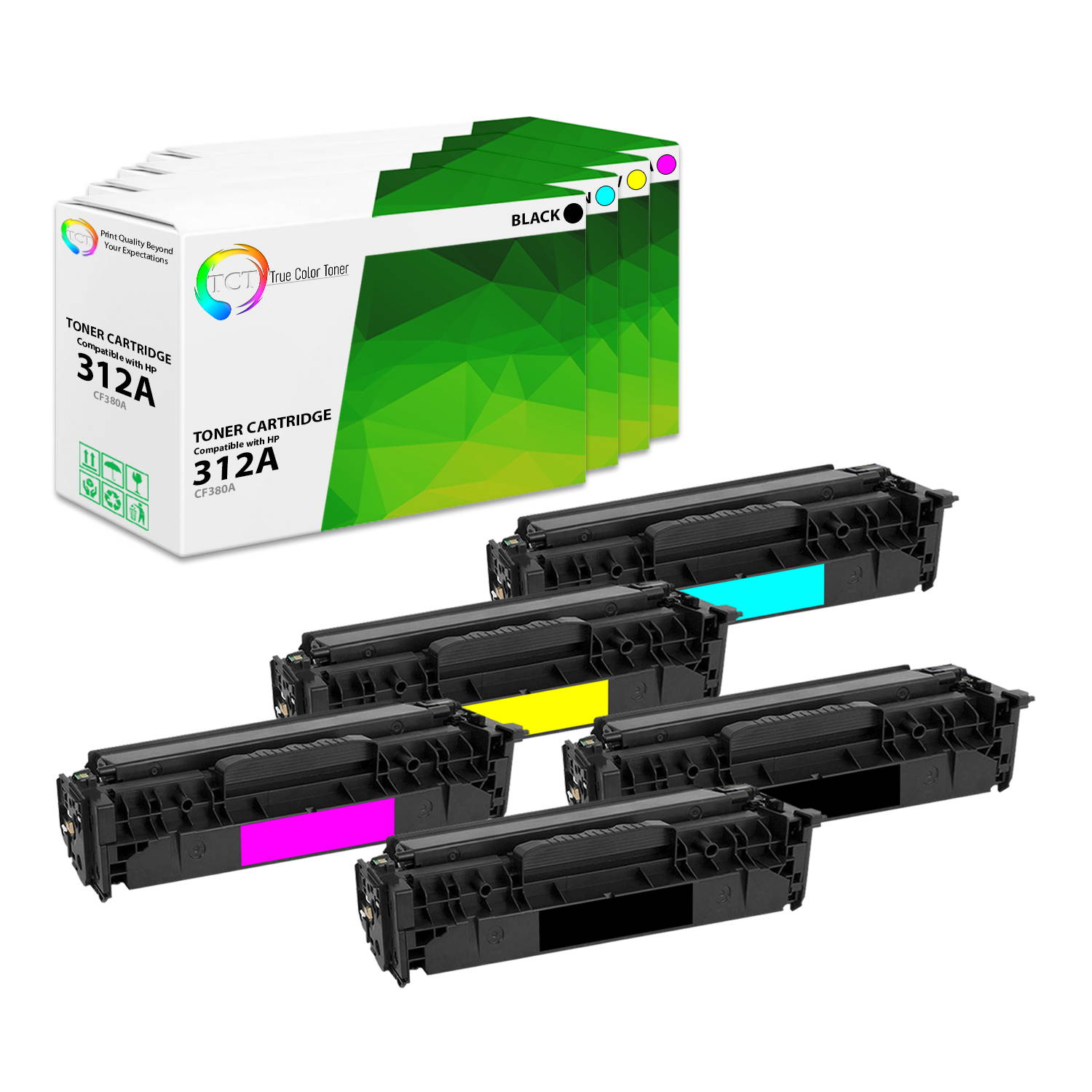 TCT Premium Compatible Toner Cartridge Replacement for HP 312A CF380A CF381A CF382A CF383A works with HP Color LaserJet Pro MFP M476NW M476DN M476DW Printers (Black, Cyan, Magenta, Yellow) - 10 Pack