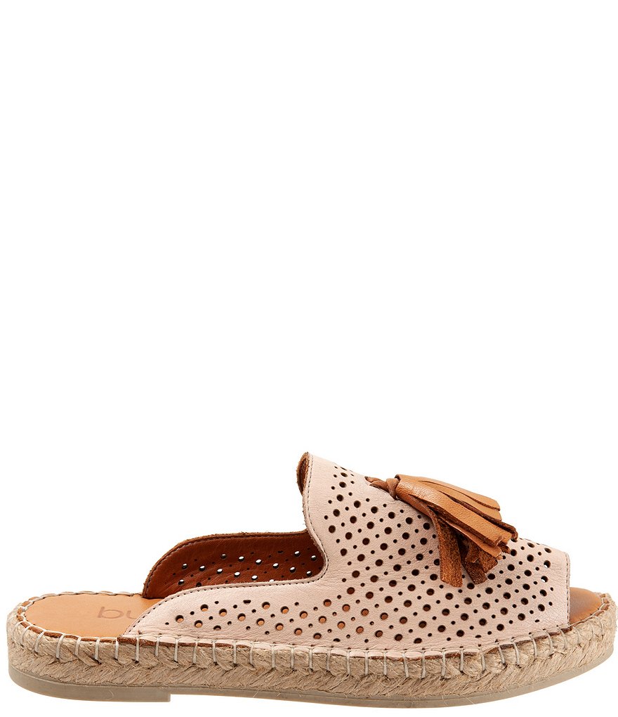 Bueno Navar Perforated Leather Tasseled Espadrille Slides