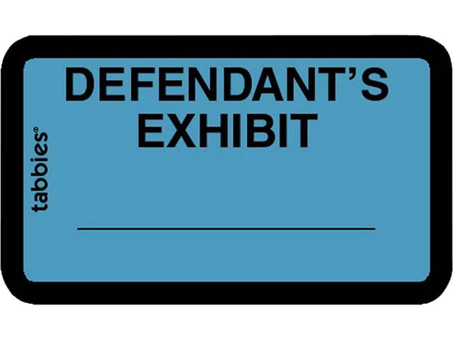 Tabbies Defendant's Exhibit Legal File Labels