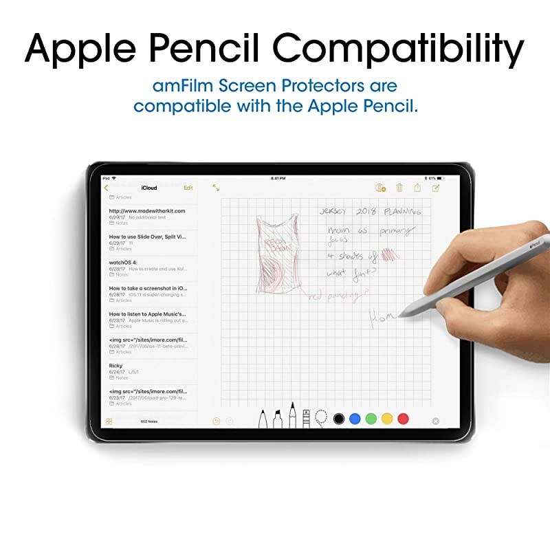 2 Pack Glass Screen Protector for iPad Air 4 109 iPad Pro 11 inch 11 Tempered Glass Screen Protector Ultra Sensitive Face ID Apple Pencil Compatible