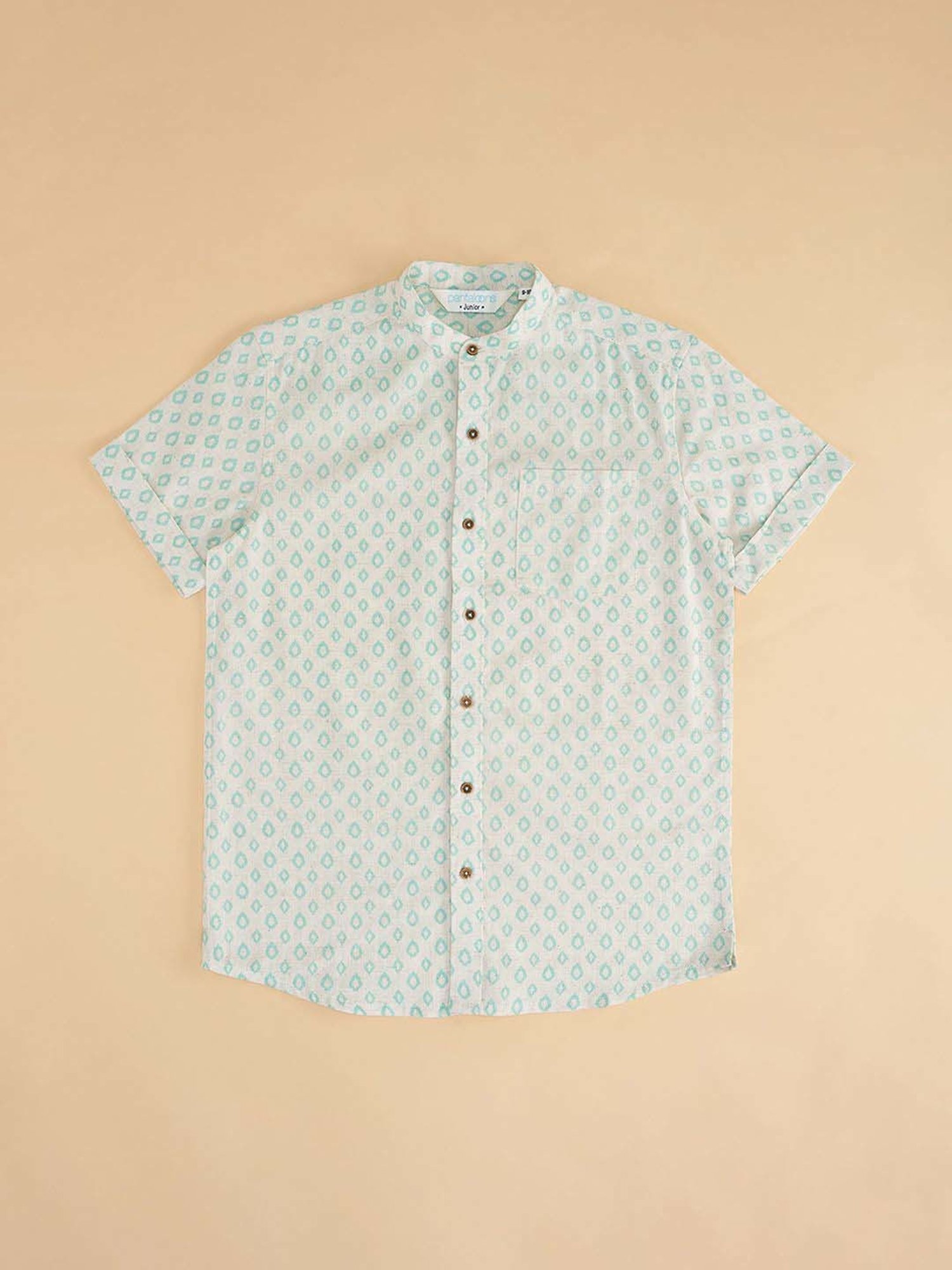 Indus Route by Pantaloons Kids Snow White Cotton Printed Shirt