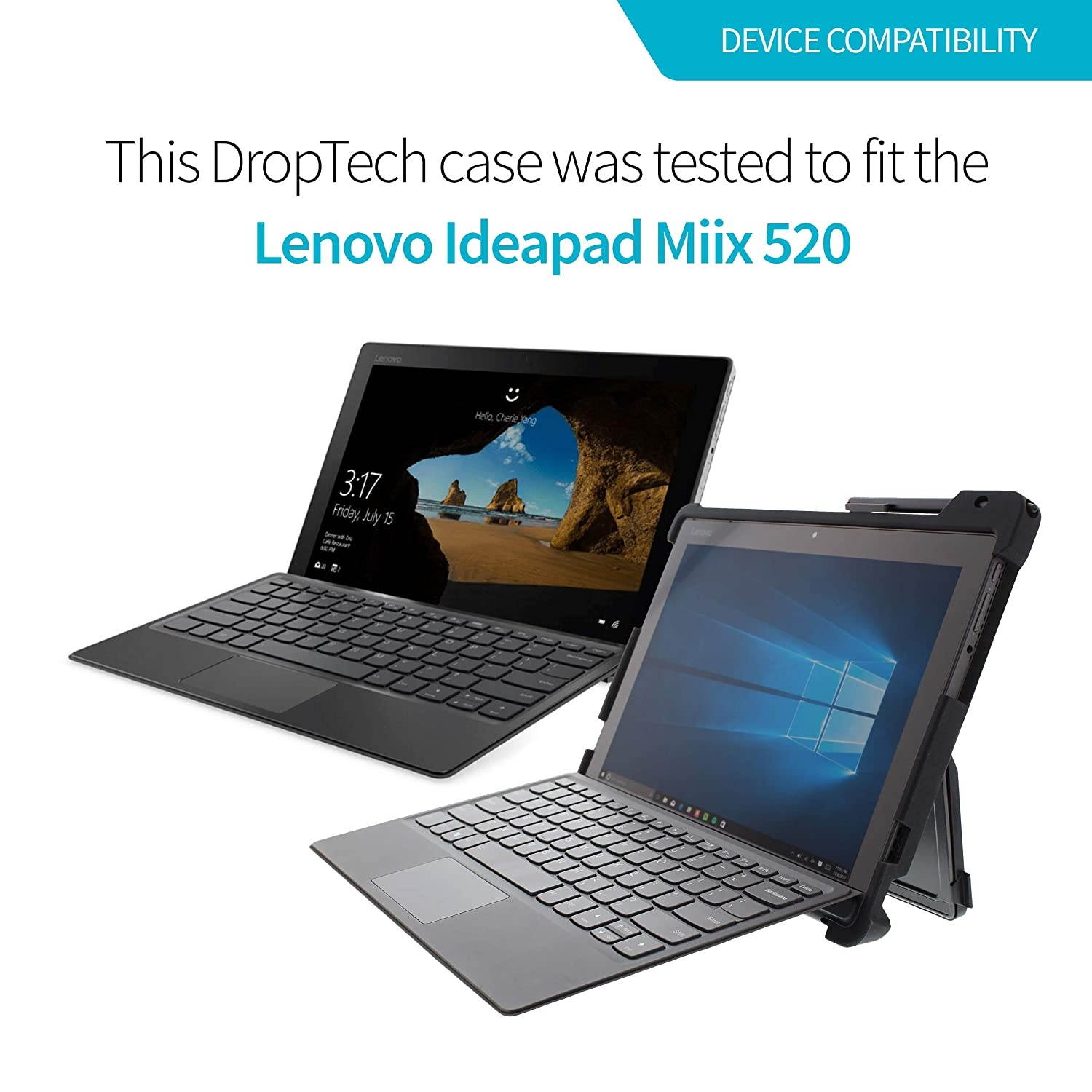 Gumdrop DropTech Case Designed for Lenovo Miix 520 and Miix 510 2-in-1 Laptop for Commercial, Business and Office Essentials - Black, Rugged, Shock Absorbing, Extreme Drop Protection