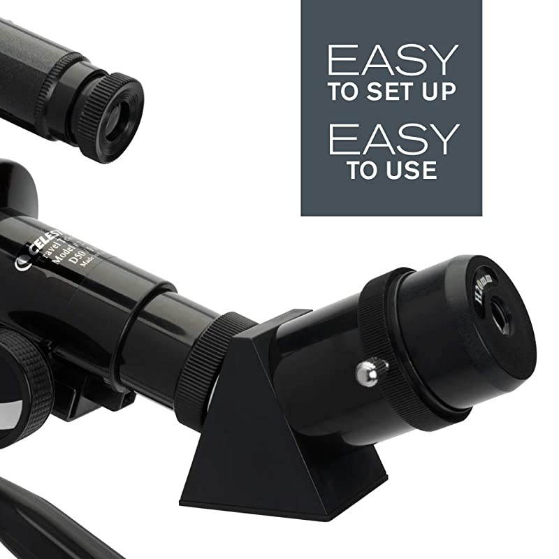 50mm Travel Scope - Portable Refractor Telescope - Fully-Coated Glass Optics - Ideal Telescope for Beginners - BONUS Astronomy Software Package