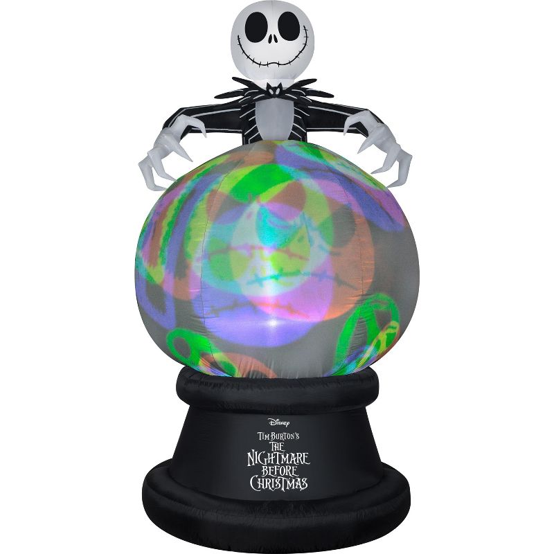 Gemmy Projection Airblown Globe NeonGlo NBC w/Hovering Jack Disney (YOGPl), 9 ft Tall, white