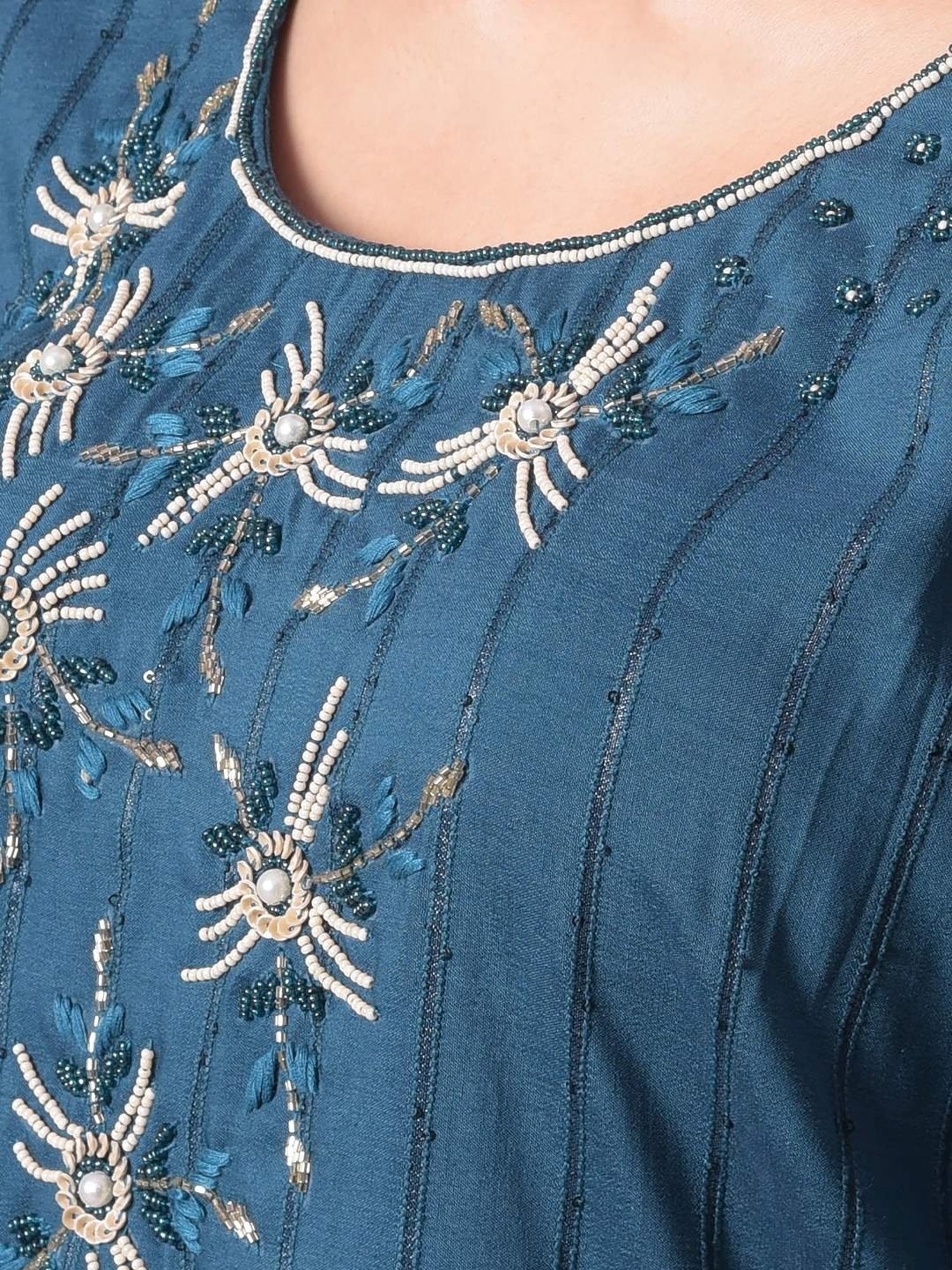 Dollar Missy Blue Embellished Straight Kurta