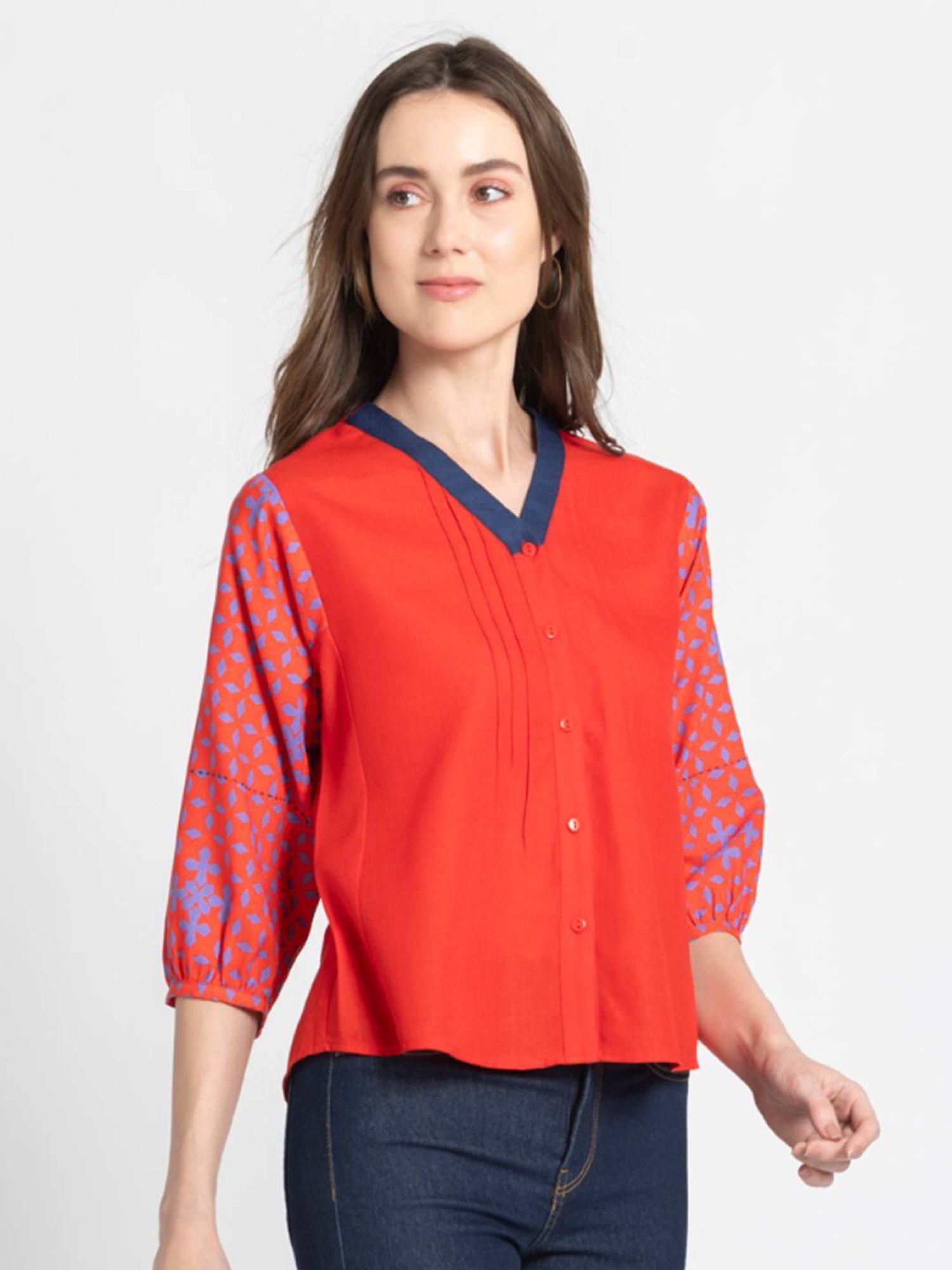 SHAYE Red Regular Fit Top